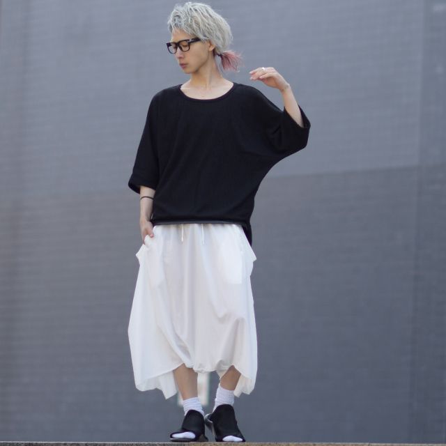 ラウンドロングテールドルマンサマーニットソー