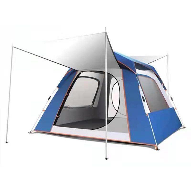 ワンタッチテント 自動式テント 3-4人用 軽量 キャンプ ドーム型 雨よけ 日よけ 蚊よけ 紫外線防止 アウトドア メッシュ通気 防水 ブルー
