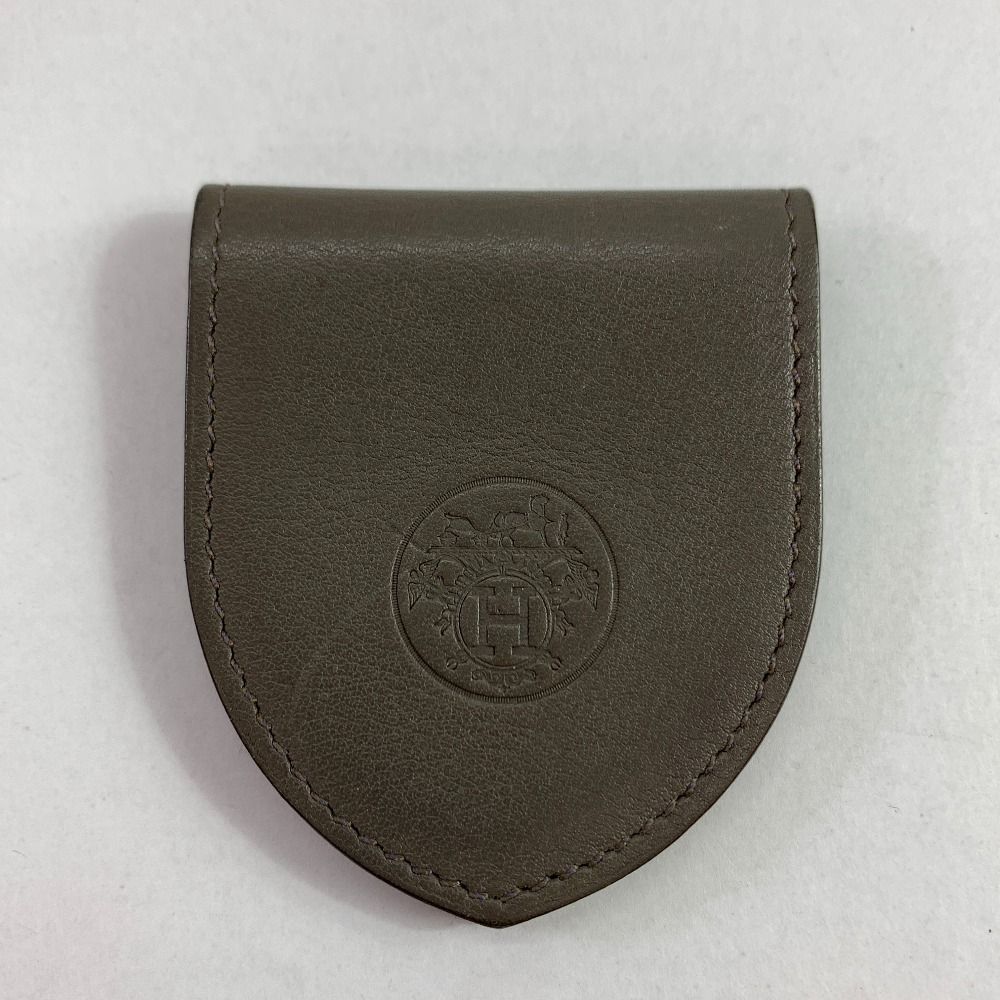 04w2449※【中古】HERMES エルメス ブラウン レザー エクスリブリス 札ばさみ R刻 ビルクリップ【八王子店】