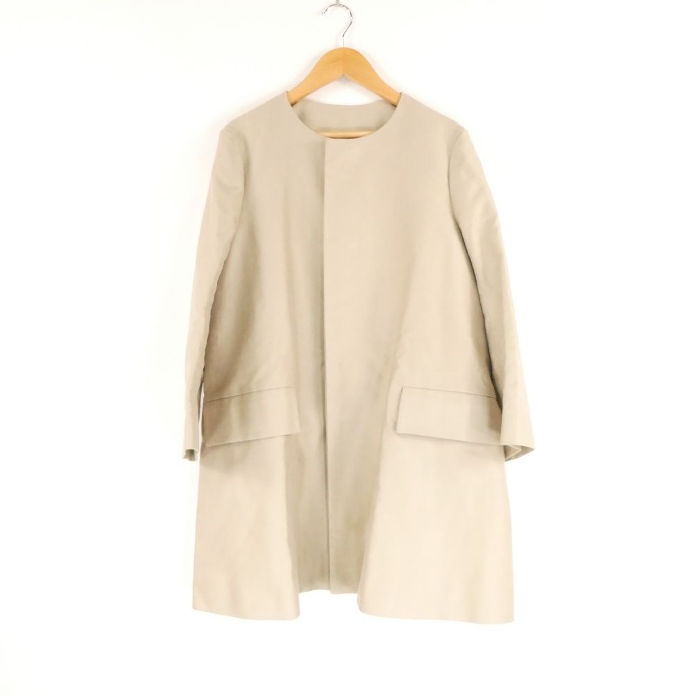 Drawer ドゥロワー 6525-234-0272 ノーカラーコート 36 コットン100％ ロング丈 レディース AY7167B20