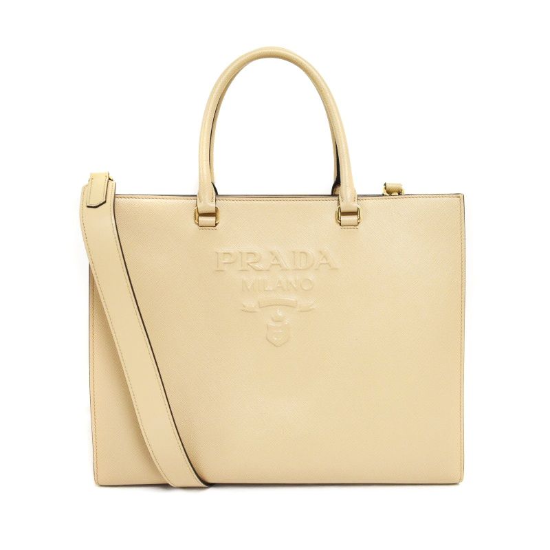 プラダ PRADA サフィアーノ ラージ 2WAY トートバッグ ショルダーバッグ ベージュ 1BA335