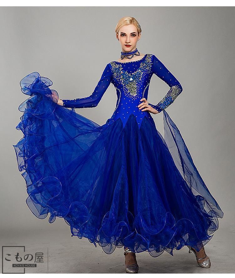 社交ダンスドレス 花柄 オーダードレススワロフスキー使用