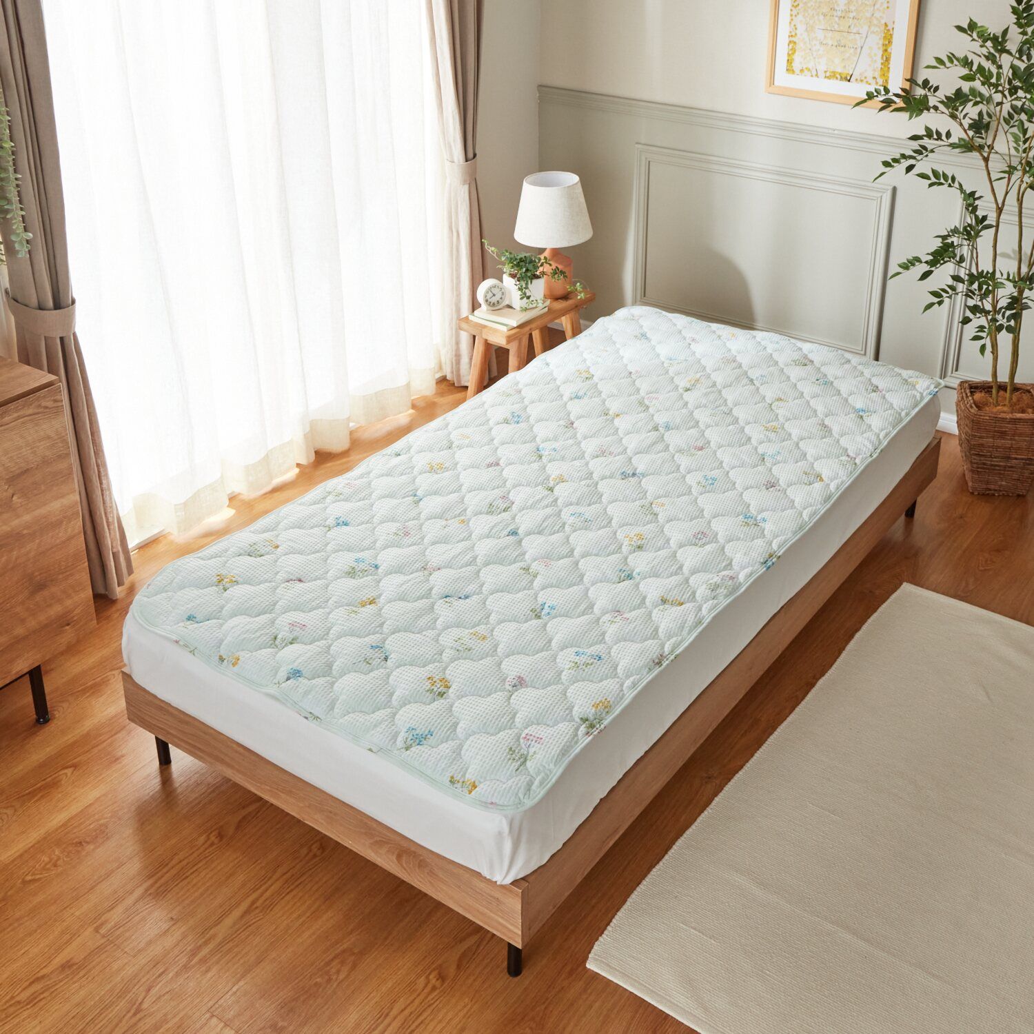 新品未使用】大津毛織 やわらか・爽やか 綿混リップル キルトケット＆ 敷きパッドセット ＜