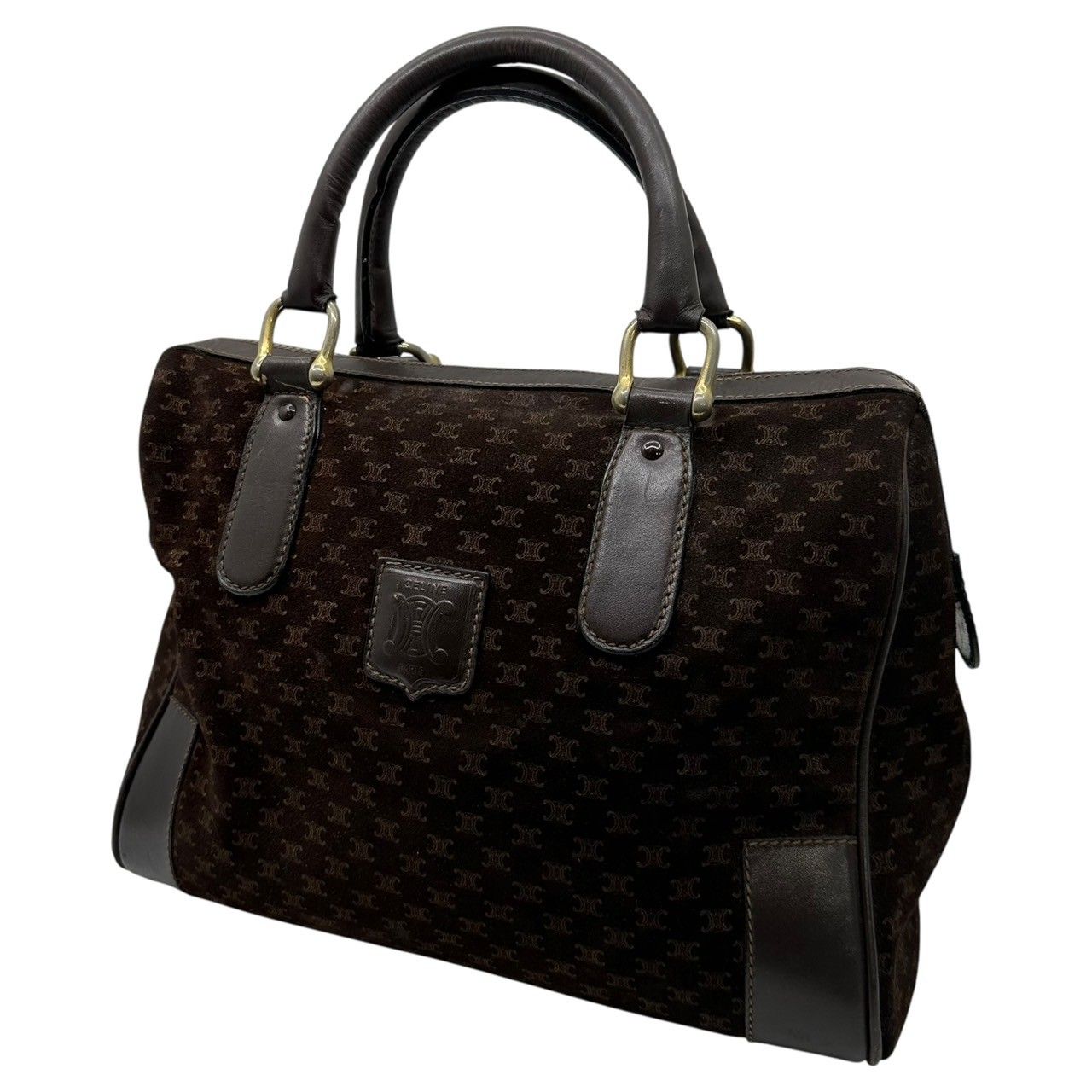 CELINE(セリーヌ) Macadam Pattern Suede Boston Bag マカダム柄