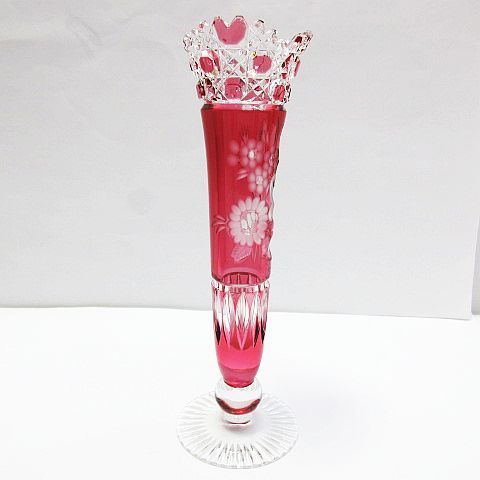 ○ Meissen マイセンクリスタル マイセンフラワー 花瓶 花器 色被せ