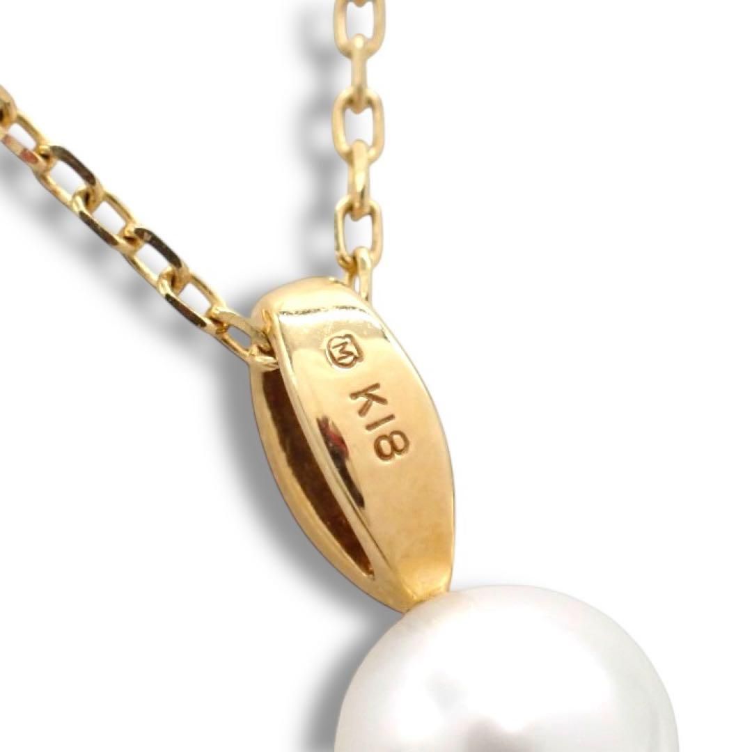 極美品【ミキモト】K18YG あこやパール　ダイヤモンド　ペンダント　ネックレス ミキモト パール 1粒 ダイヤモンドネックレス K18 あこや真珠 スイング
