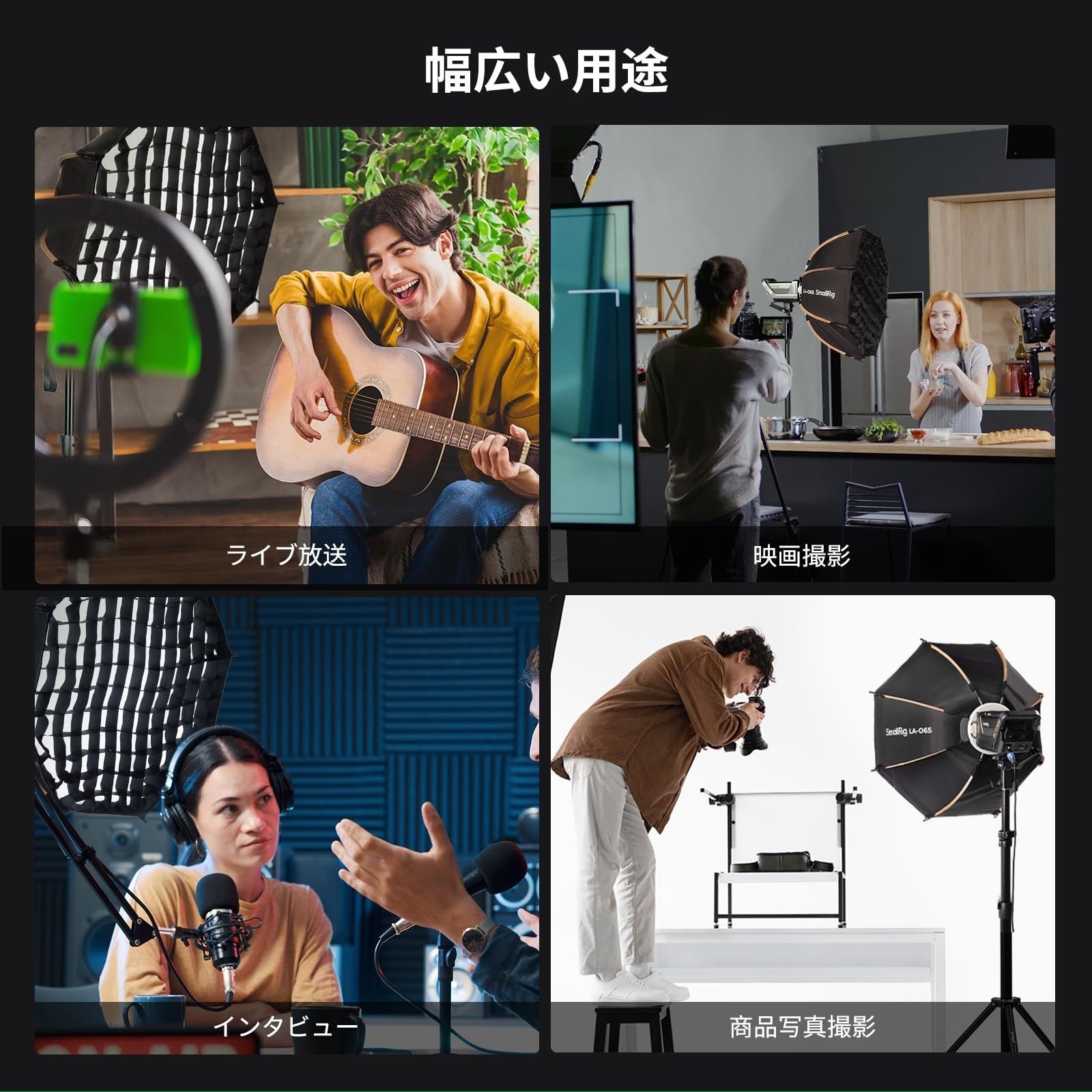  SmallRig用 Neewer用 Aputure用 Godox用 BowensマウントCOBライト用 キャリーバッグ付き 4874 クイックリリースソフトボックス 65 cm 25 6インチ 八角形ソフトボックス LA O SmallRig ミニスタジオ カメラアクセサリー