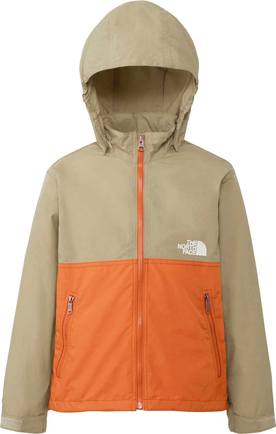 ザ ノース フェイス THE NORTH FACE アウトドア コンパクトジャケット 子ども服 ウィンドブレーカー アウター 上着 軽い はっ水 シンプル フード 取り外し 普段使い 外遊び キャンプ 記名ラベル NPJ22510 CI クラシックカーキ