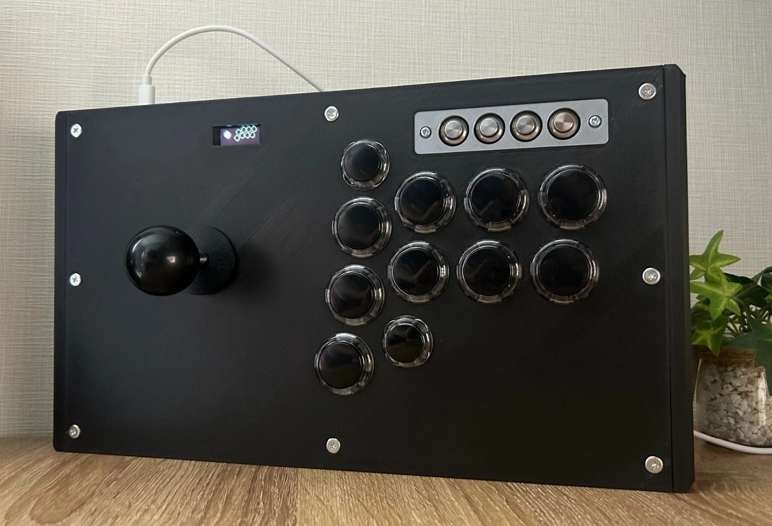 普通のアケコンSE|ジョイスティックレバーモデル 漆黒のブラック?⬛|OLED搭載 板マグネット開閉式モデル 24mmモデル 30mmモデル