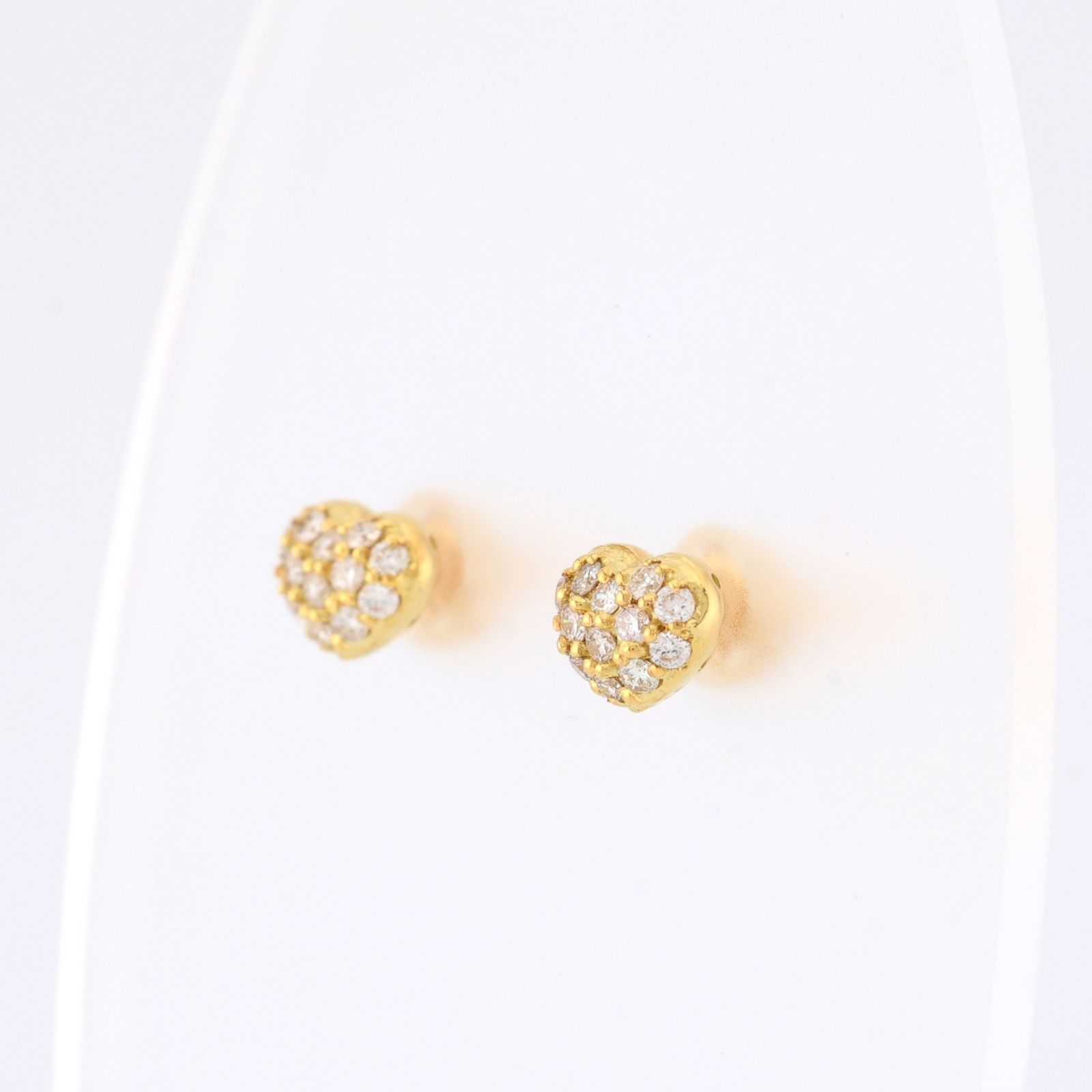 K18 イエローゴールド　ダイヤモンド　ハート　パブェ　ピアス K18 ゴールド ダイヤモンド 0.30ct セット ピアス パヴェ ハート