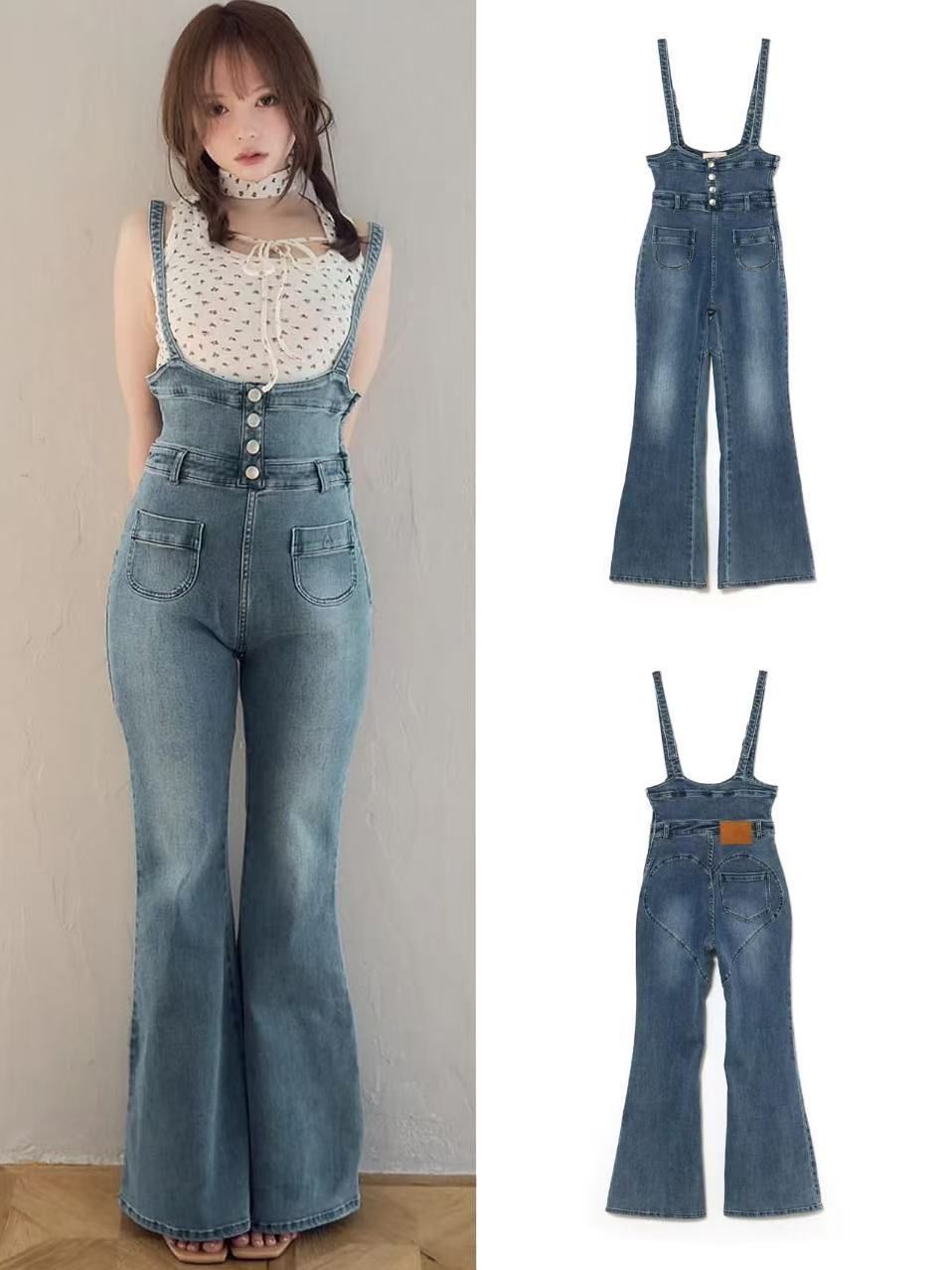 Andmary Heart hip denim allinone レディースジーンズ つなぎのジーンズ アンドマリー