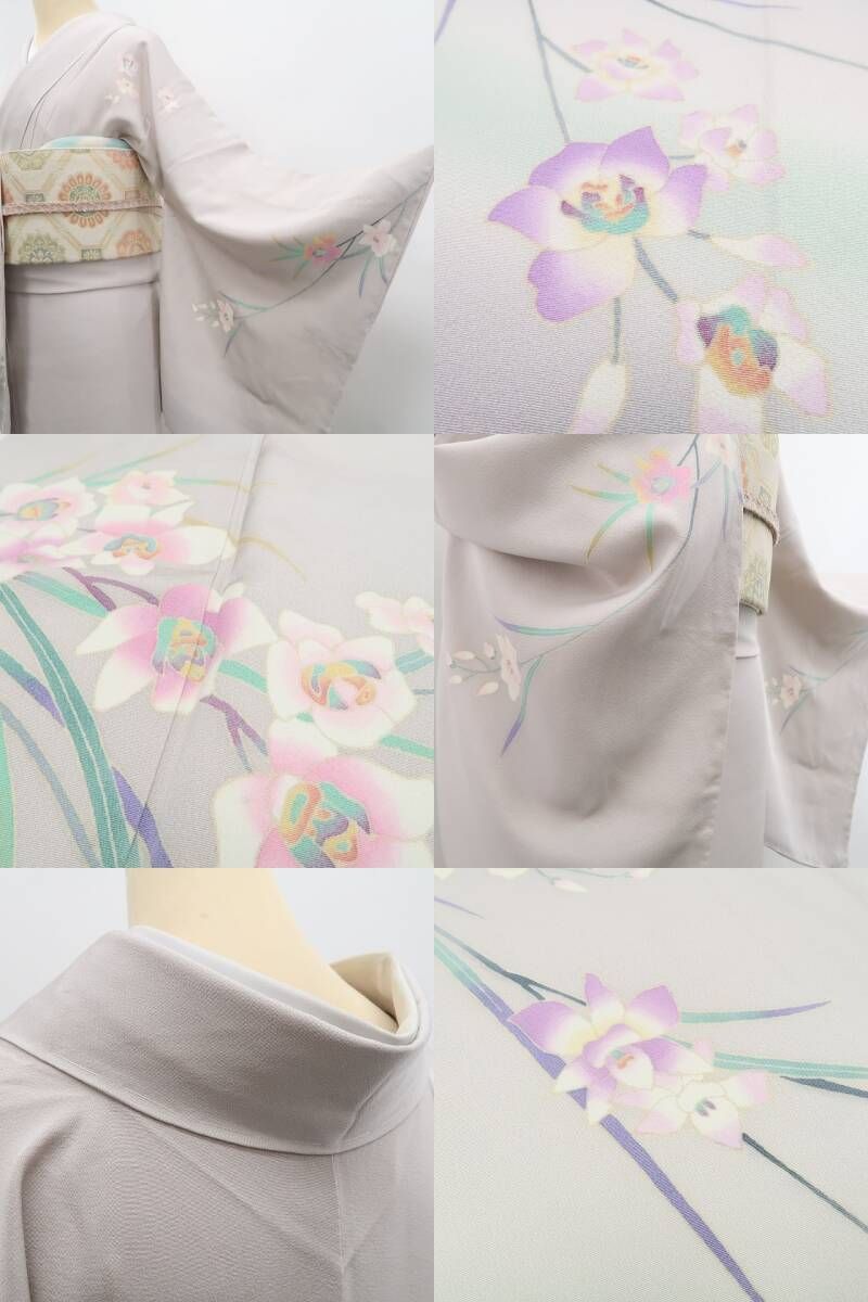 ❁tomihisa❁美品 やまと誂製 本加賀友禅 稲手明仁 落款 蘭 着物