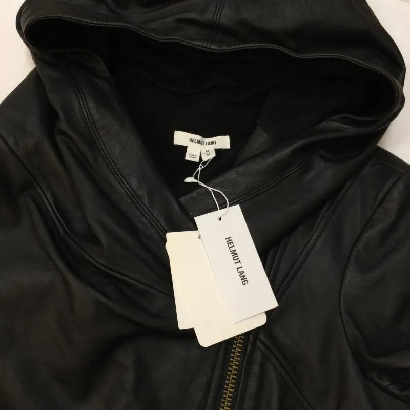 ヘルムートラング羊革フーデッドライダースジャケットSサイズ