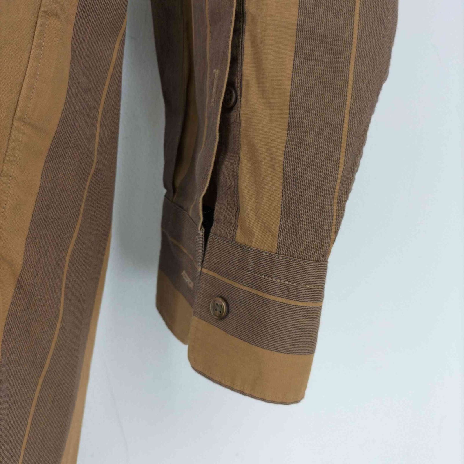 ULTERIOR OVERLAID BAND COLLAR バンドカラー アルテリア ULTERIOR OVERLAID BAND COLLAR BROWN SHIRT STRIPE