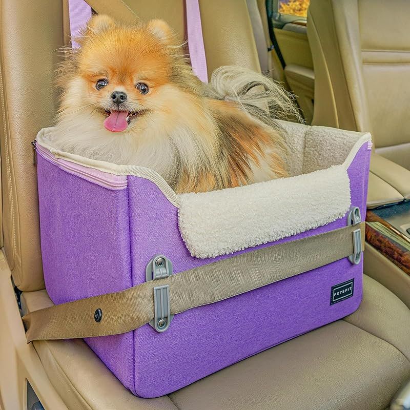 Petsfit ペットドライブボックス ドライブボックス 犬 座り台が高さ調節できるタイプ ドライブシート 車 カーシート 安定 コンパクト 飛び出し防止 折り畳み しっかり 省スペース オックスフォード布 型崩れ防止 助手席 後部席 Mサイズ バーブ