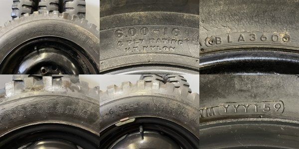 【BSx1 YKx3 6.00-16 6PR】夏タイヤ【三菱 ジープ 純正ホイール 16インチ 4.5J5HPCD139.7】希少 ゲタ山 ジムニーにも　(VTY633)  クレジットカード QR決済可能 BSx1 YKx3 6.00-16 6PR】夏タイヤ【三菱 ジープ 純正ホイール 16インチ
