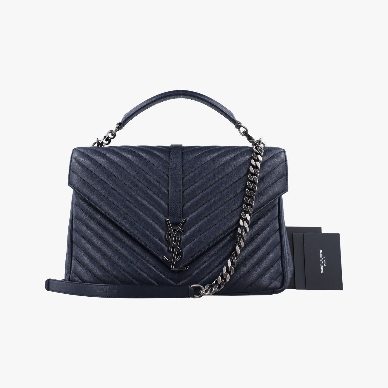 イヴサンローランYves Saint Laurentカレッジ ネイビー レザー 392738 LND.392738.1016