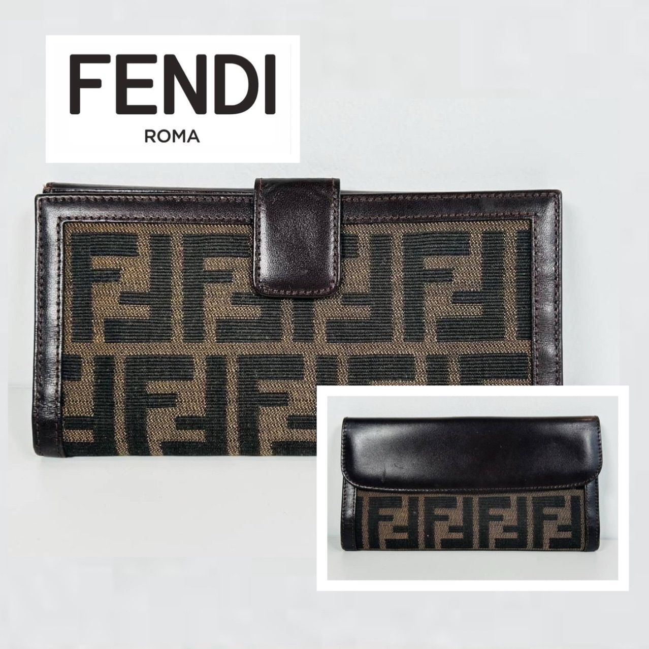 中古品】 FENDI フェンディ 長財布 Wホック 両面開き ヴィンテージ