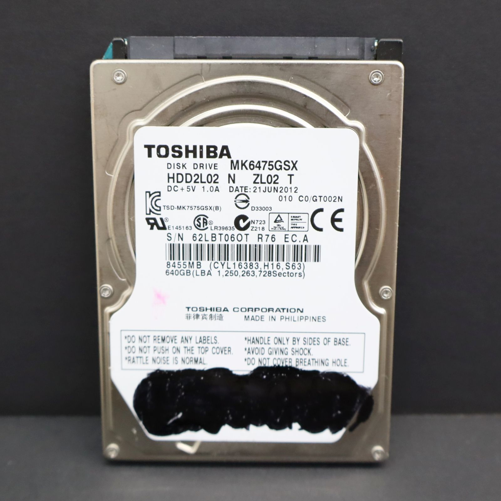 ∠ 640GB ｜2.5インチ内蔵ハードディスク｜TOSHIBA 東芝 MK6475GSX ｜ SATA □P3598 - メルカリ