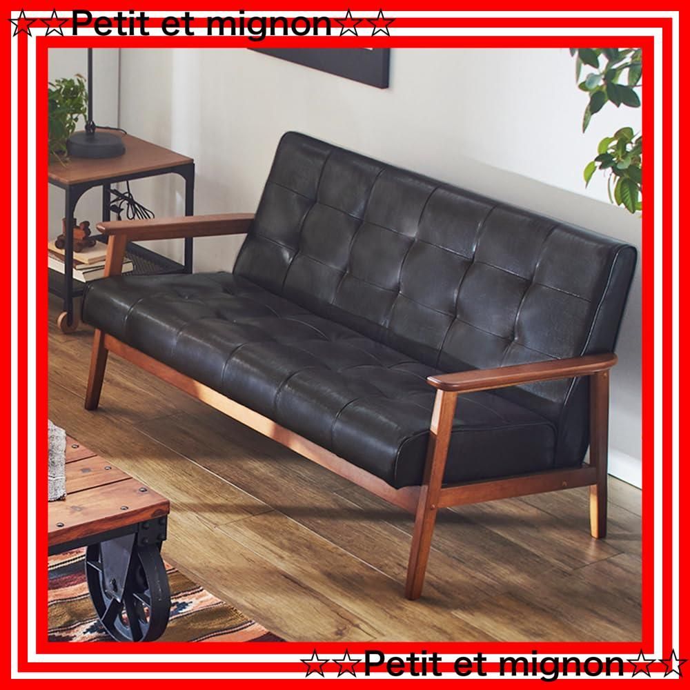 アーバン通商 レトロソファ ブラック アンティーク調デザイン レザー  