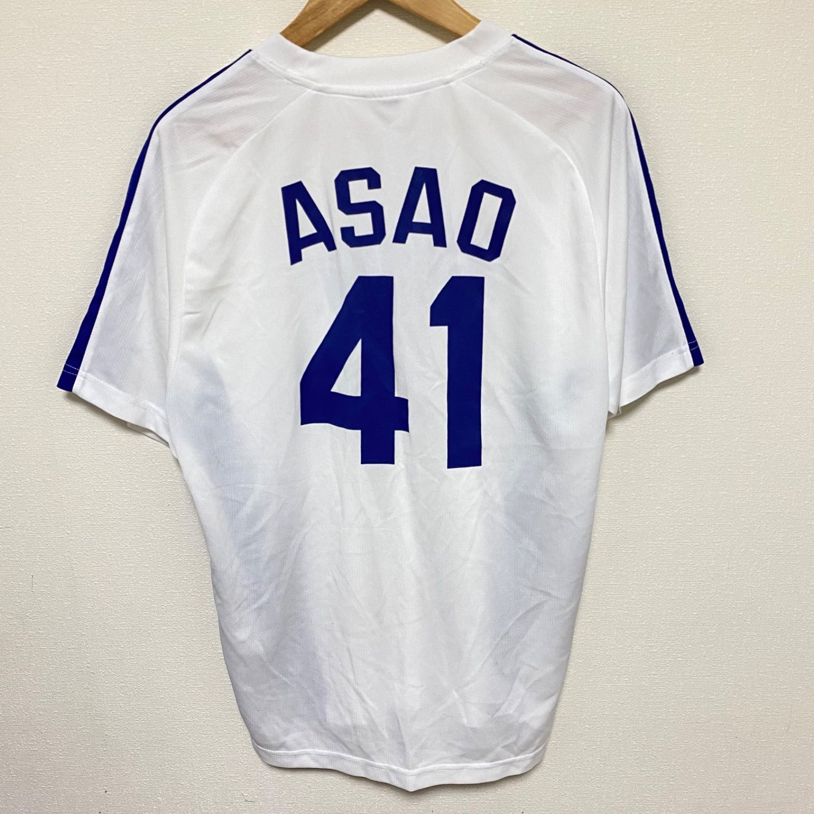 (^w^)b MIZUNO ミズノ 半袖 ジャージ ウェア 白 ポリエステル 中日ドラゴンズ ホーム ユニフォーム プロ野球 ASAO 浅尾拓也  モチーフ 背番号 41 スポーツ 観戦 試合 練習 サポーターズ コレクション ユニセックス メンズ サイズF