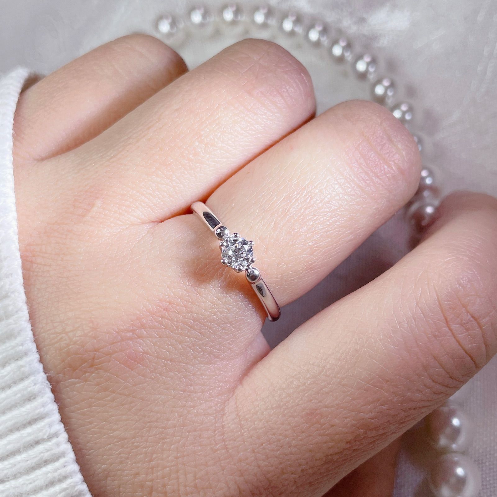 キュート 0.4ct ダイヤモンド K18 yg ダブル ハート リング 鑑別 