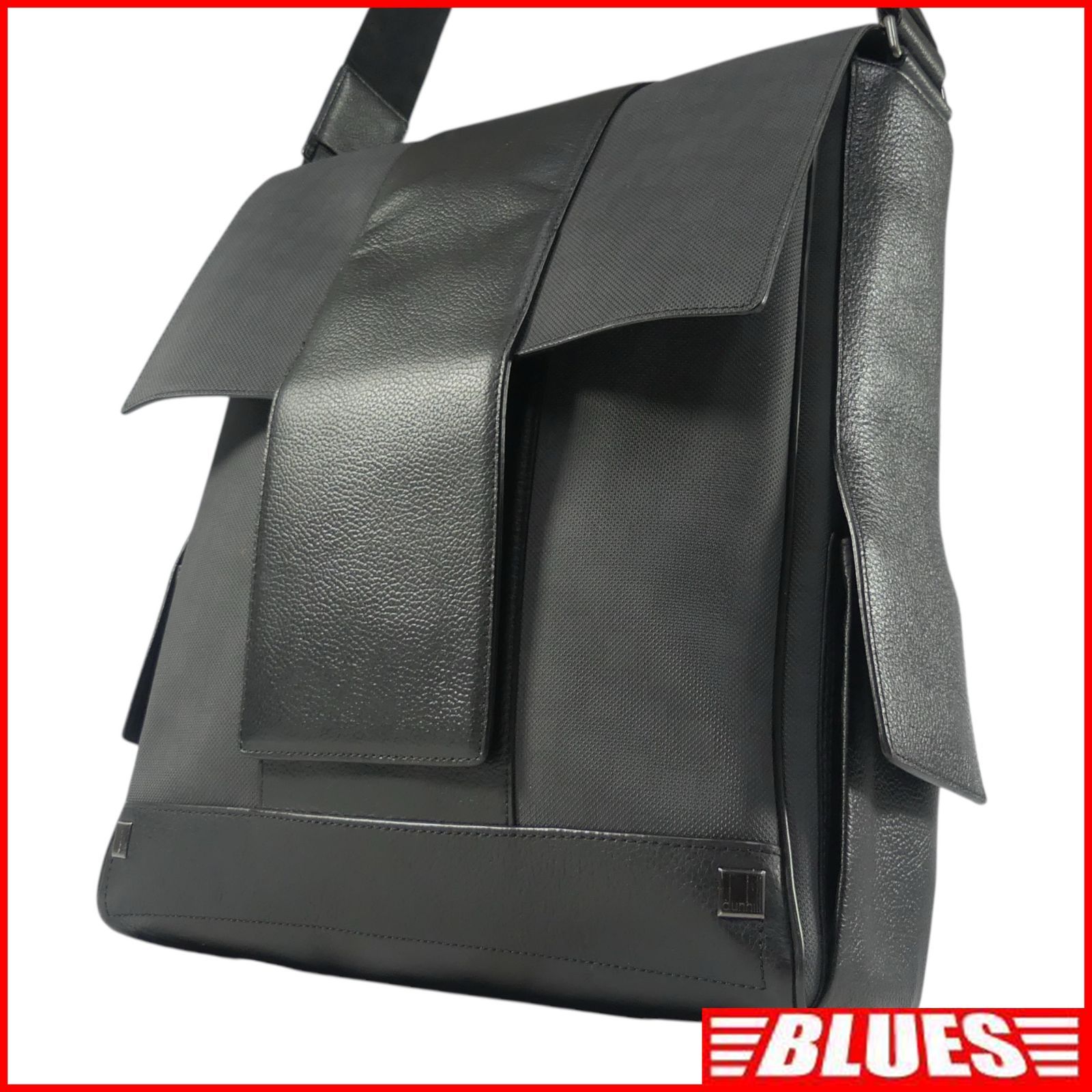 dunhill ダンヒル ショルダーバッグ 黒 レザー×ナイロン モード ビジネス 黒 ショルダーバッグ一覧←SEULB屋着古← NR4369