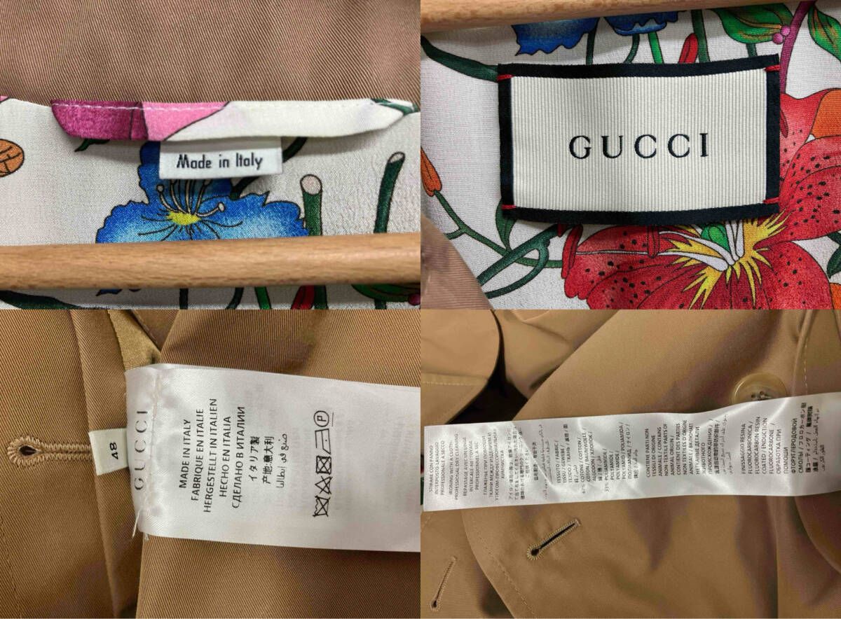GUCCI|グッチ|トレンチコート|ベージュ|565807|裏地花柄|48|XLサイズ