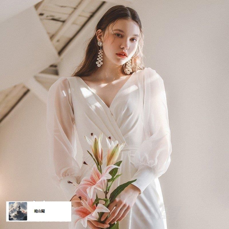 ウエディングドレス ロングドレス 結婚式 二次会 花嫁 白 大きいサイズ エンパイアライン スレンダーライン トレーンドレス ウエストマークWP特別価格104