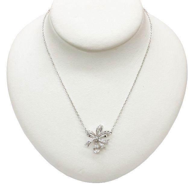 スワロフスキー(Swarovski) ネックレス リボンモチーフ シルバー