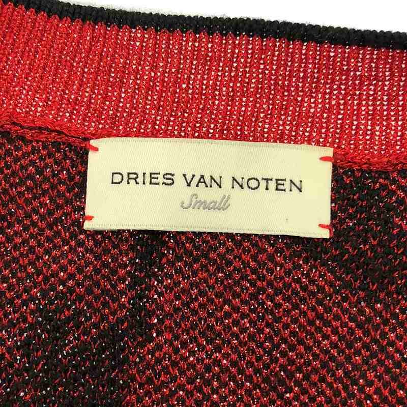 【美品】  DRIES VAN NOTEN / ドリスヴァンノッテン | 2020SS | × CHRISTIAN LACROIX ゴブラン柄 グリッター ニット | S | ブラック/レッド | レディース 美品】 DRIES VAN NOTEN / ドリスヴァンノッテン | 2020SS