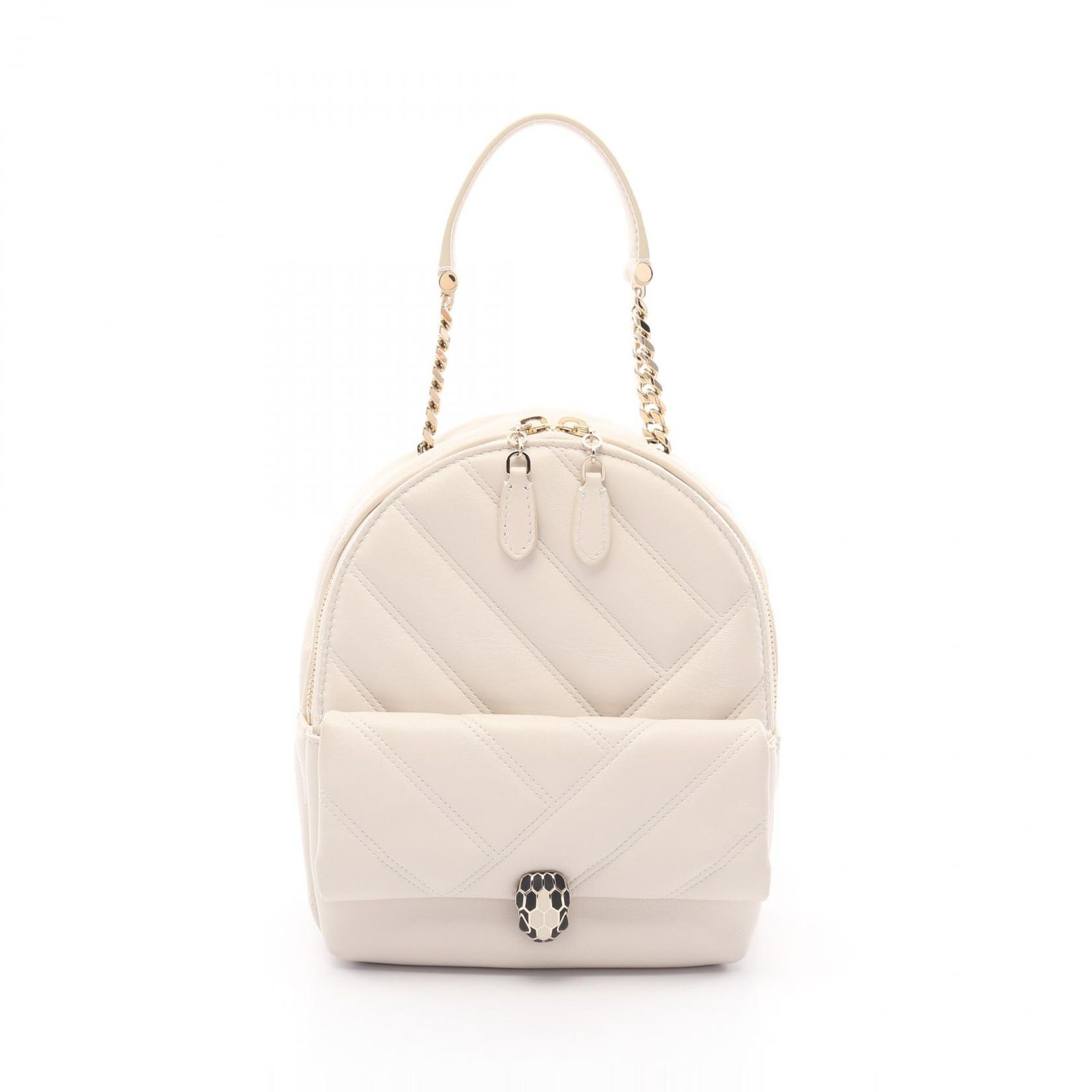 ブルガリ BVLGARI リュックサック バックパック セルペンティ カボション アイボリー レザー セルペンティ バックパック レディース Used A