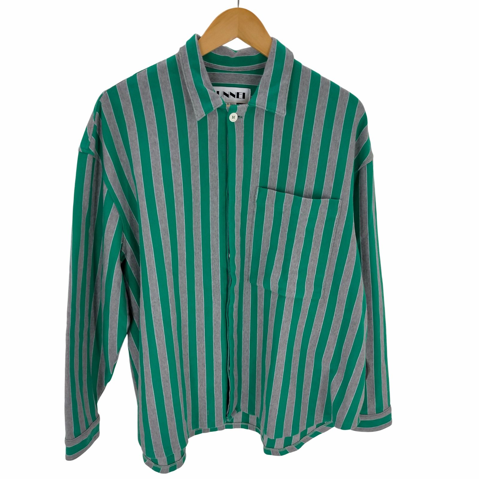 スンネイ SUNNEI OVER SHIRT BEIGE GREEN STRIPES  メンズ JPN：S 