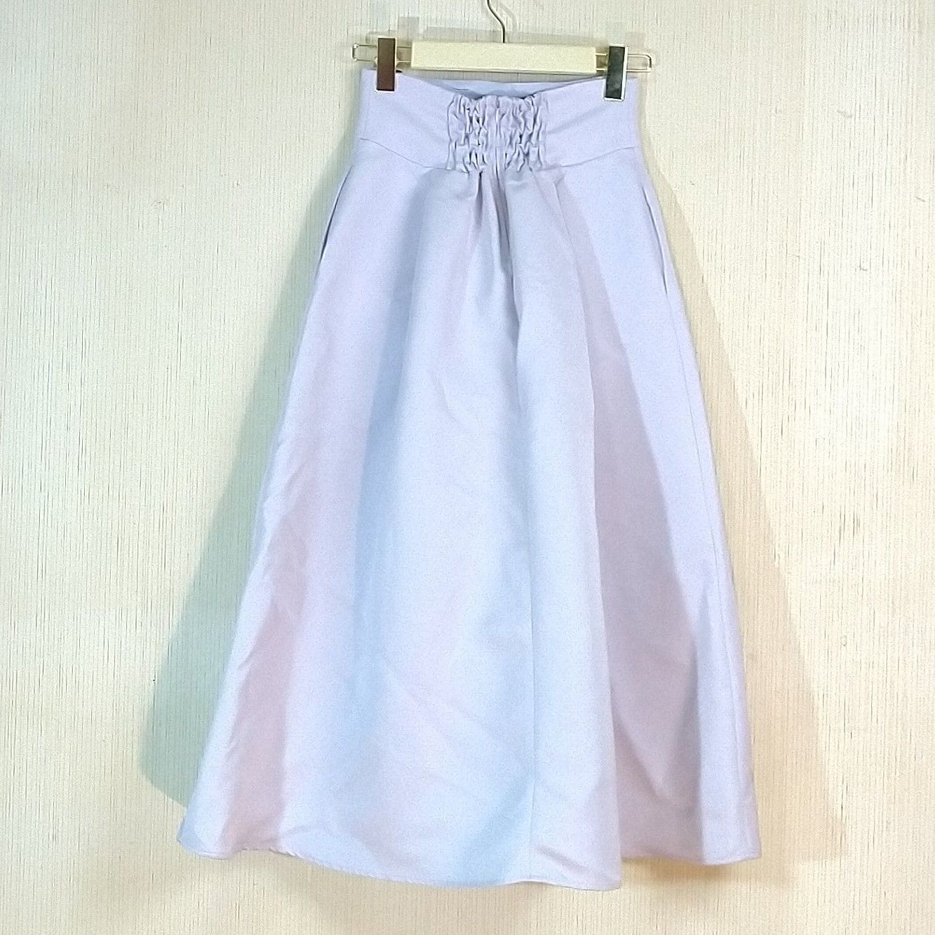 タグ付き】High Waist Satin Volume Skirt スカ－ト タック gray blue