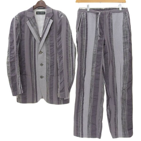 イッセイミヤケ ISSEY MIYAKE コットン100% ストライプ セットアップ