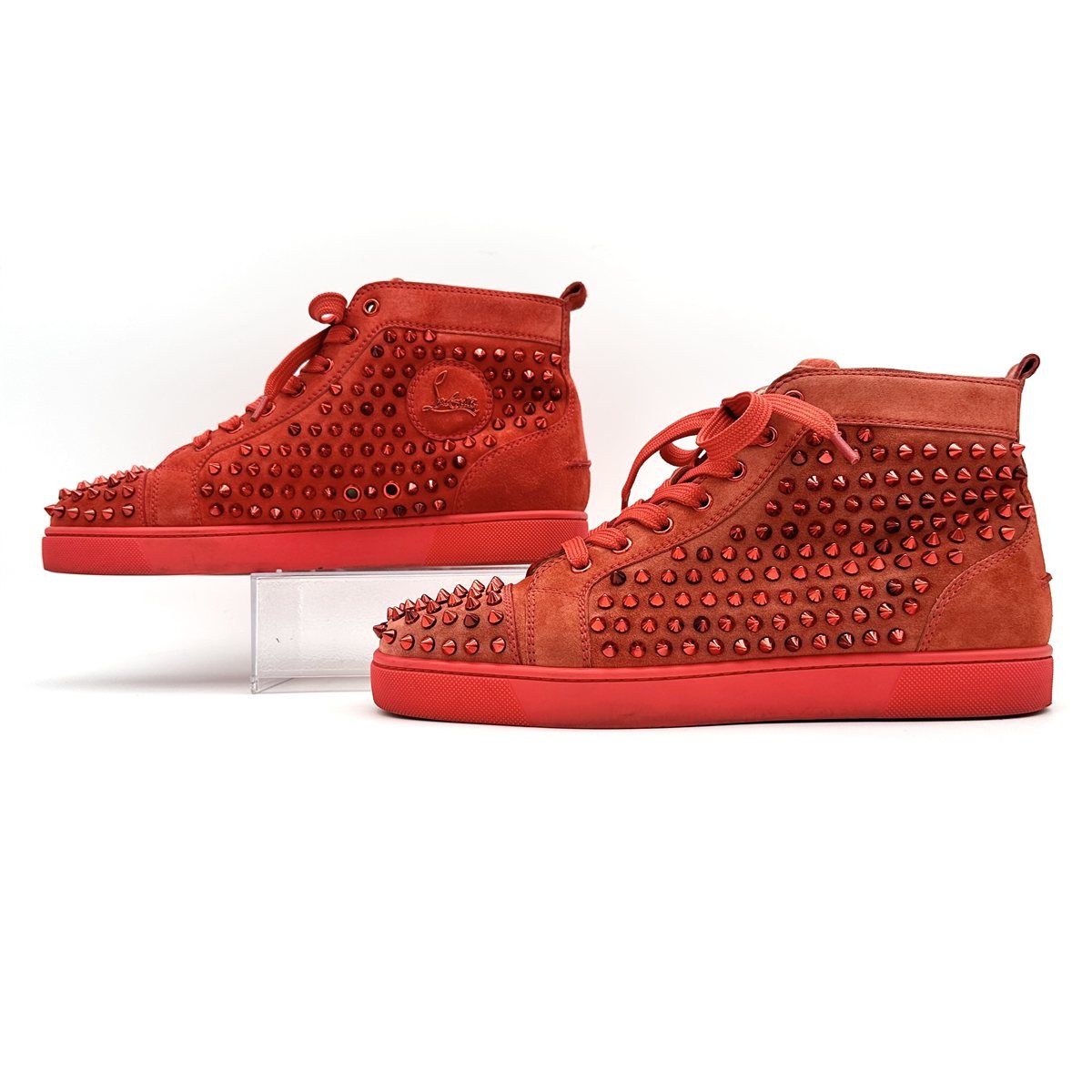 Christian Louboutin ハイカットスニーカー ヌバック スタッズ レッド