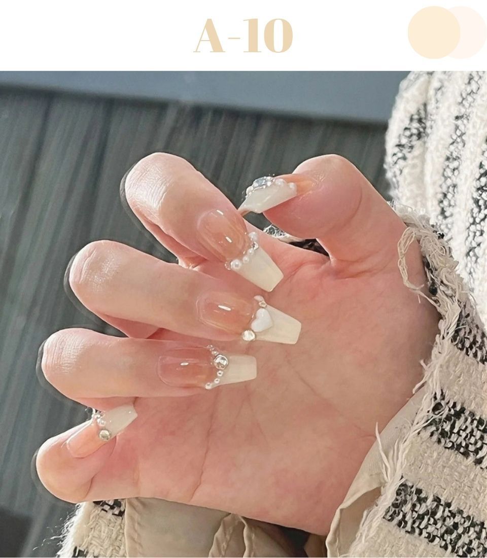 ネイルチップ ロングタイプ ジェルネイル風 マグネット フレンチネイル