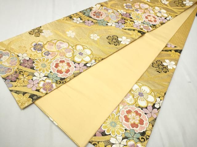 平和屋着物●六通柄袋帯　舞花文　金糸　正絹　逸品　CAAX1320hy 平和屋着物○六通柄袋帯 舞花文 金糸 正絹 逸品 CAAX1320hy - メルカリ