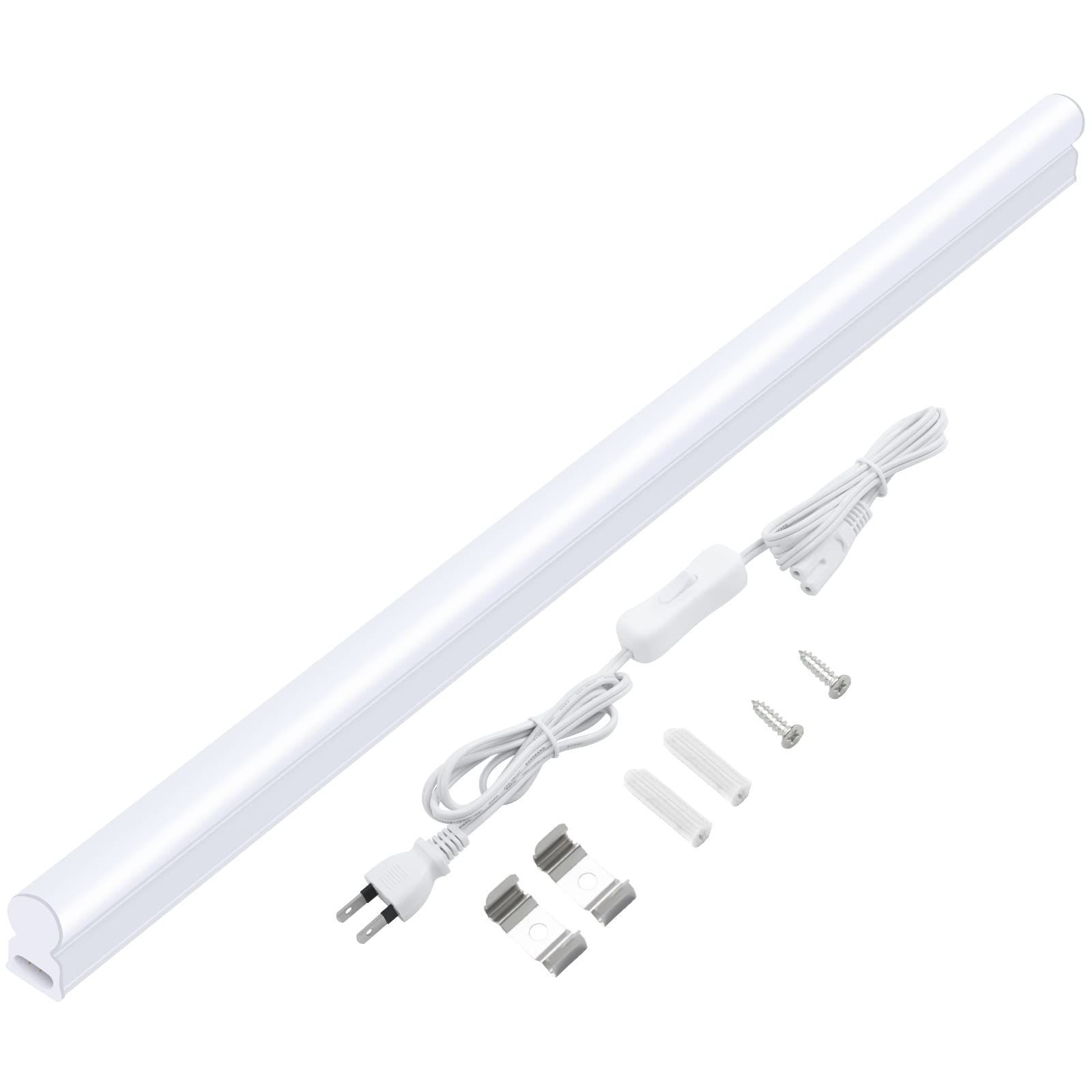 【新着商品】1W 6cm 直管型 高輝度 65K昼光色 T5 キッチン用ライト ledバーライト 器具一体型 ベースライト 壁掛けライト 2W形 棚下ライト 軽量 LED蛍光灯 電源コード付き 省エネ Support コンセント