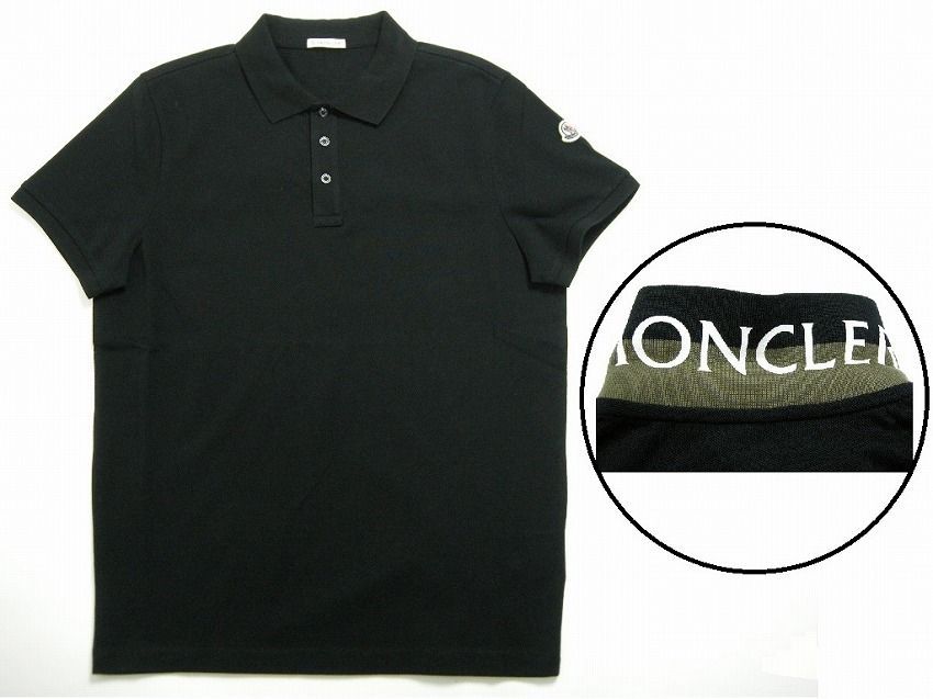 サイズS-XL□新品□モンクレール 半袖 襟ロゴ ポロシャツ 黒 ブラック