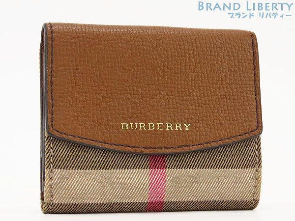 ほぼ新品】バーバリー BURBERRY ハウスチェック＆レザー 二つ折り財布