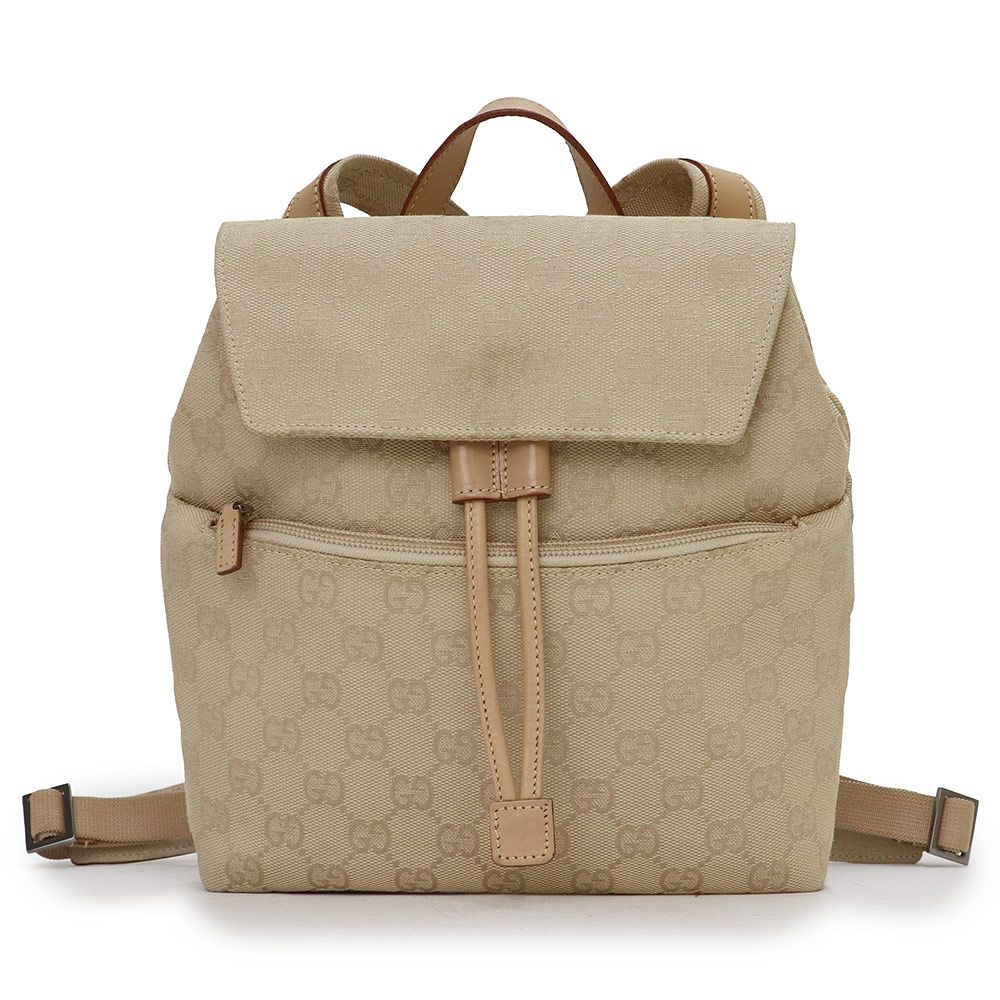 グッチ ミニ リュック デイパック バックパック GGキャンバス レザー ベージュ 茶 シルバー金具 003 GUCCI