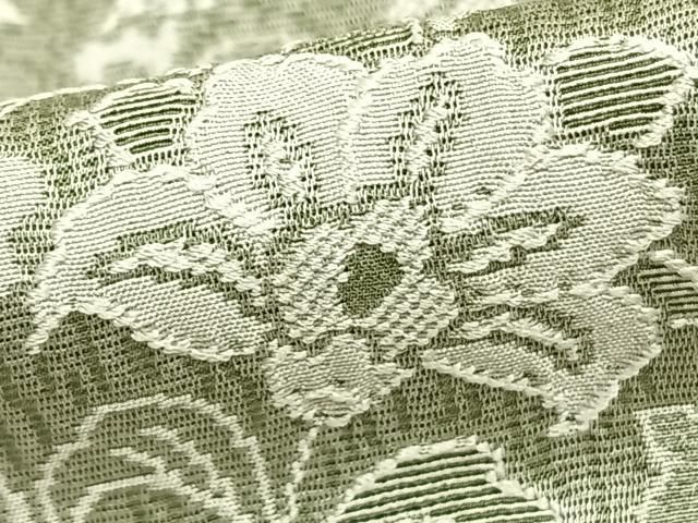 平和屋着物▽お召 単衣 天目織 草花文 正絹 逸品 AAAZ1407fy 関税込み