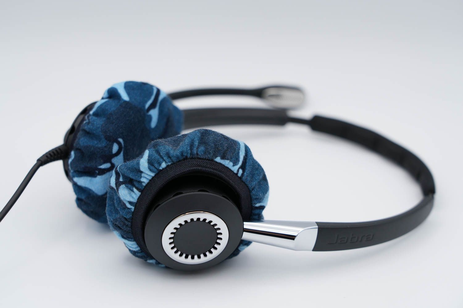 Jabra BIZ 2400 II Duo USB のイヤーパッドの保護・修理に mimimamo スーパーストレッチ・ヘッドホンカバー （サイズ：M、色：オーシャン、型番：MHC-001-CO）