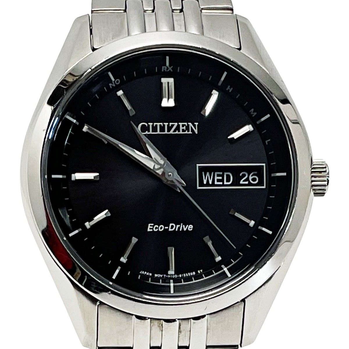 ☆☆CITIZEN シチズン 電波ソーラー H100-S113156 シルバー×ブラック 黒文字盤 アナログ メンズ 腕時計