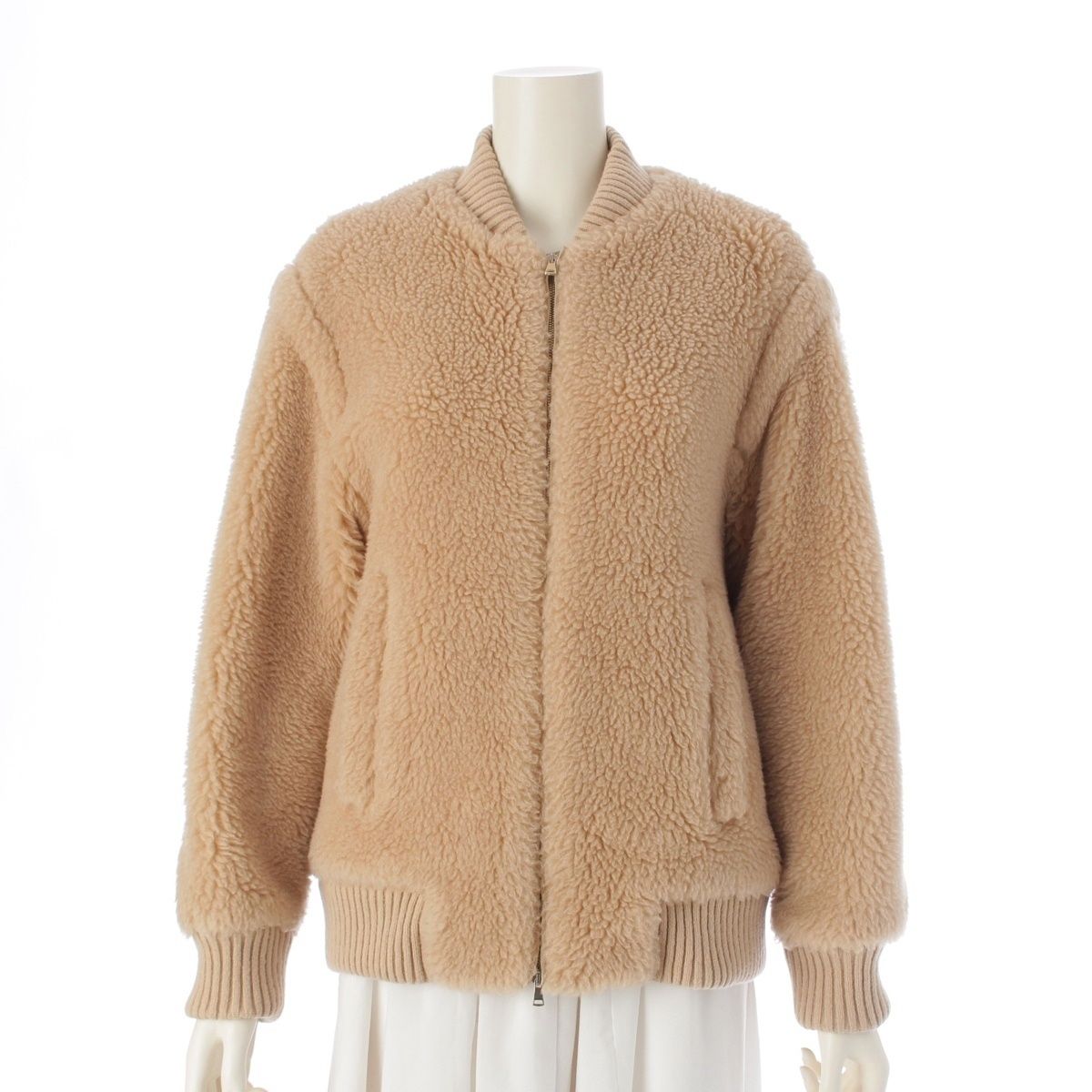 マックスマーラ 21AW キャメル シルク テディ ボア ボンバージャケット ブルゾン アウター 10810321621 ベージュ J36