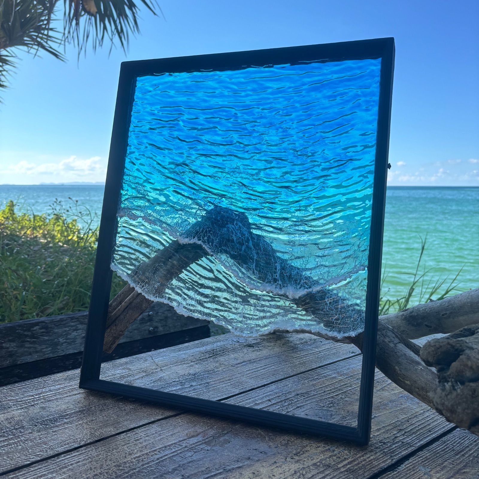 <特大クリアボード> 超立体 沖縄の海 レジンアートボード 美ら海 オーシャンアート N681