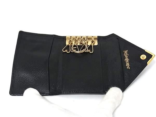 YSL イヴサンローラン キーケース ブラック レザー スナップボタン 5連式 YVESSAINTLAURENT イヴサンローラン ヴィンテージ レザー 5連