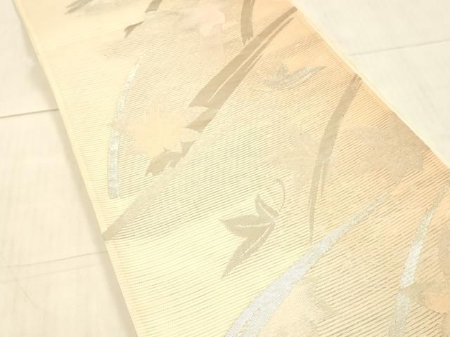 平和屋着物＊夏物 六通柄袋帯 舞葉文 銀糸 正絹 逸品 DAAW4178cm
