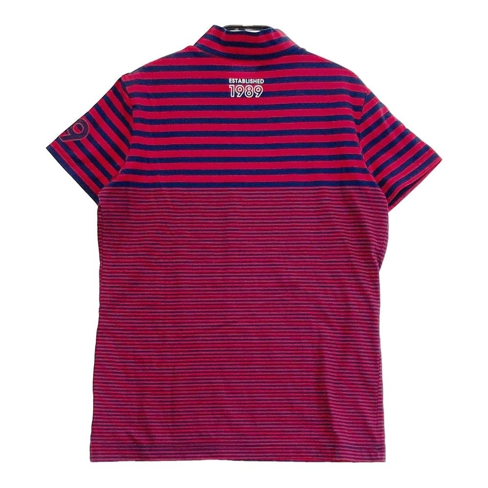 サイズ：1 PEARLY GATES パーリーゲイツ  モックネック 半袖Tシャツ ボーダー柄 レッド系 [240101467146] ゴルフウェア レディース ストスト サイズ：1 PEARLY GATES パーリーゲイツ モックネック 半袖Tシャツ